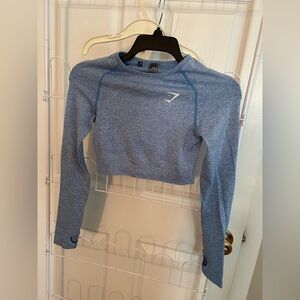 Gymshark Blue Long Sleeve Fitted Crop Top